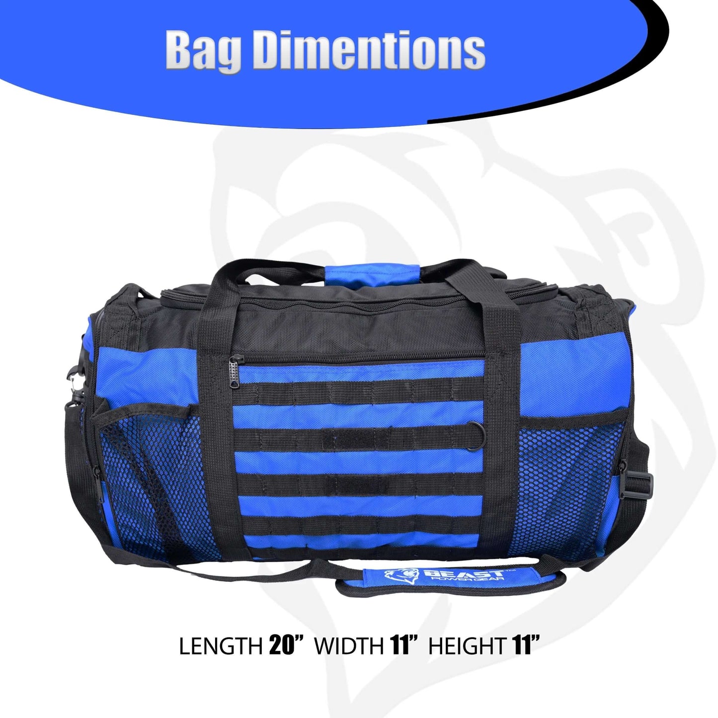 Beast Power Gear Gym Duffle Bag- Workout, Boxing, MMA, Sports Gym Bag with Shoes Compartment Adjustable Shoulder Strap for Men & Women