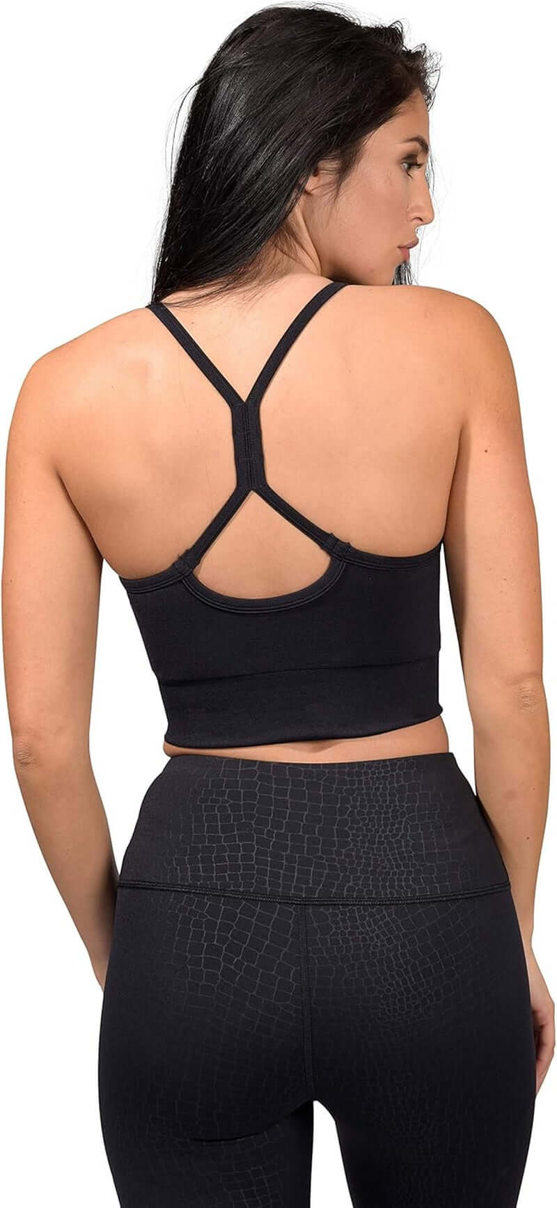 Womens Seamless Cami Longline Bra - round Neck Workout Racerback Tank Top