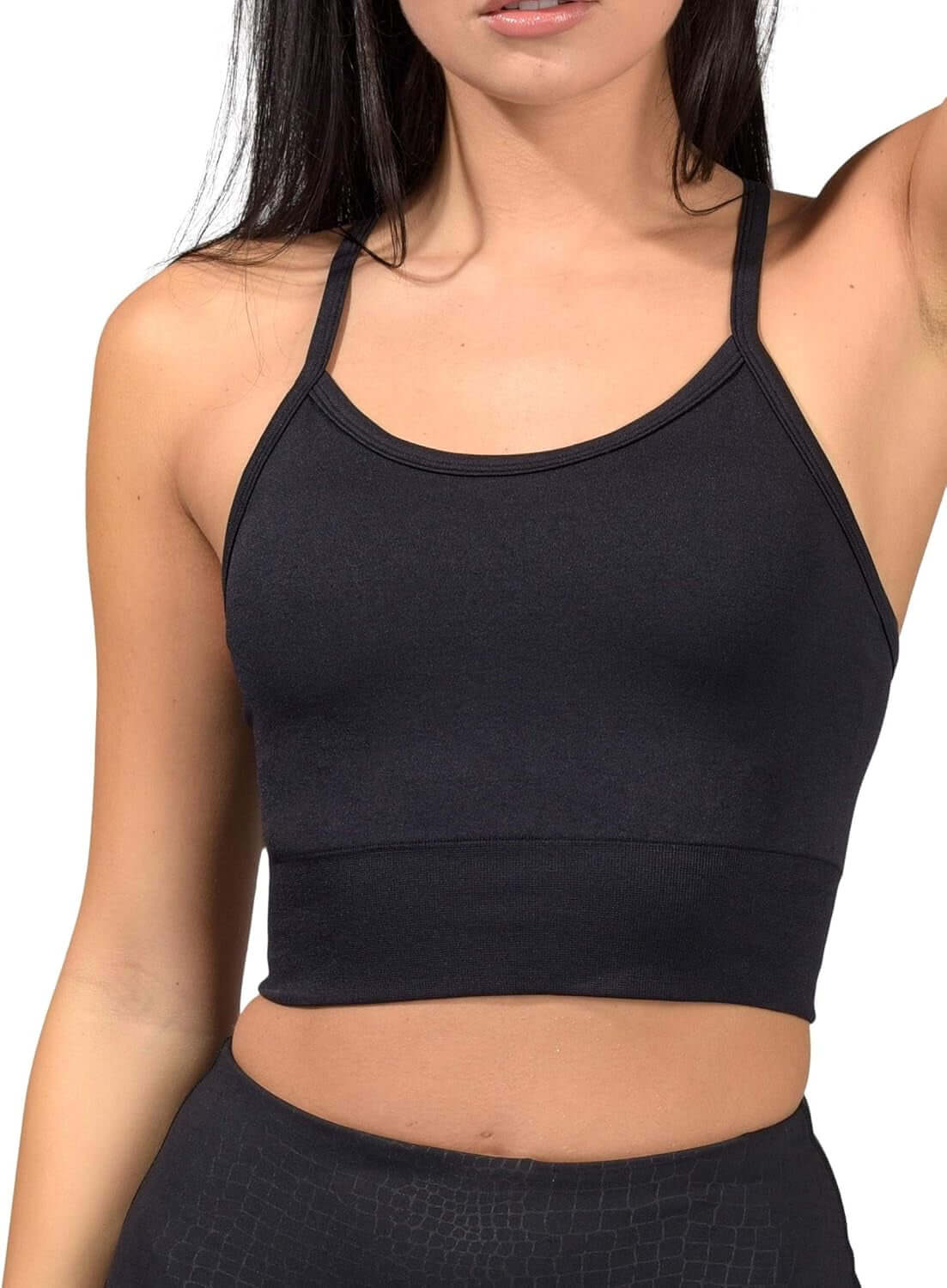 Womens Seamless Cami Longline Bra - round Neck Workout Racerback Tank Top