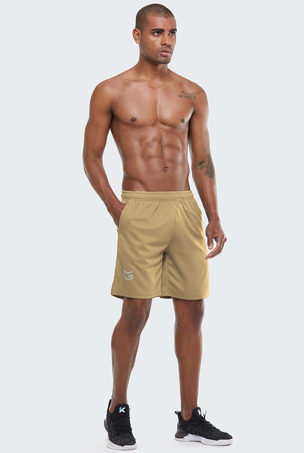 Men'S Workout Running Shorts Quick Dry Lightweight Gym Shorts with Zip Pockets