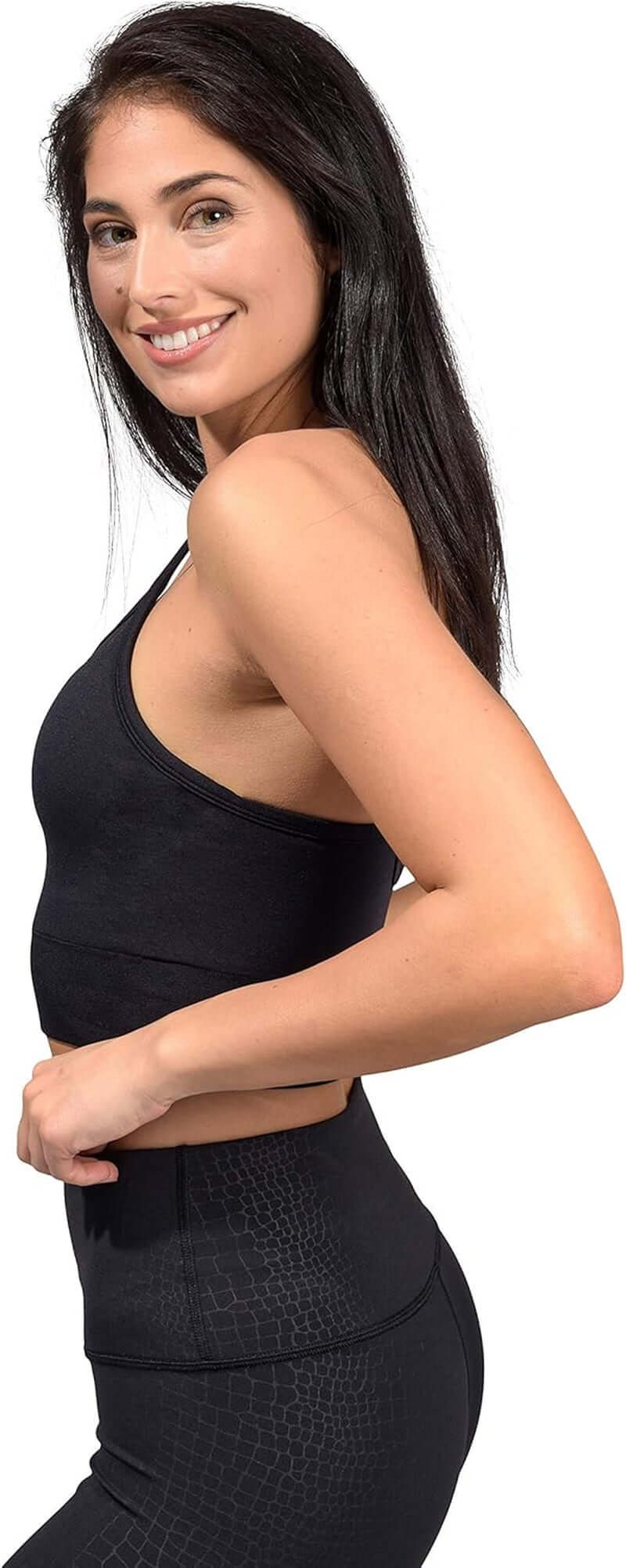 Womens Seamless Cami Longline Bra - round Neck Workout Racerback Tank Top