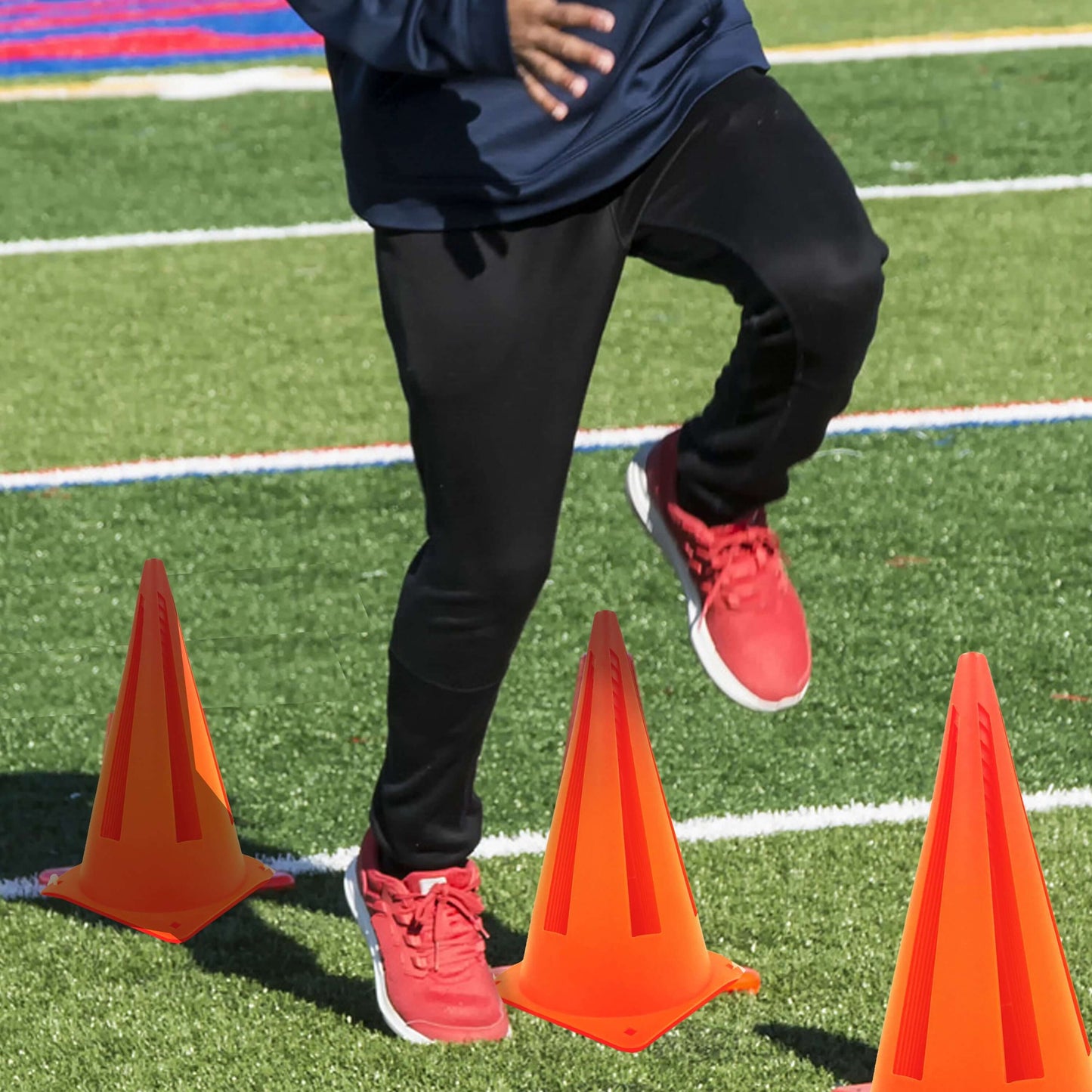 9" Orange Field Cones 10 Pack, Durable PVC Material, 5.25" Square Base, 1.25 Lbs, New