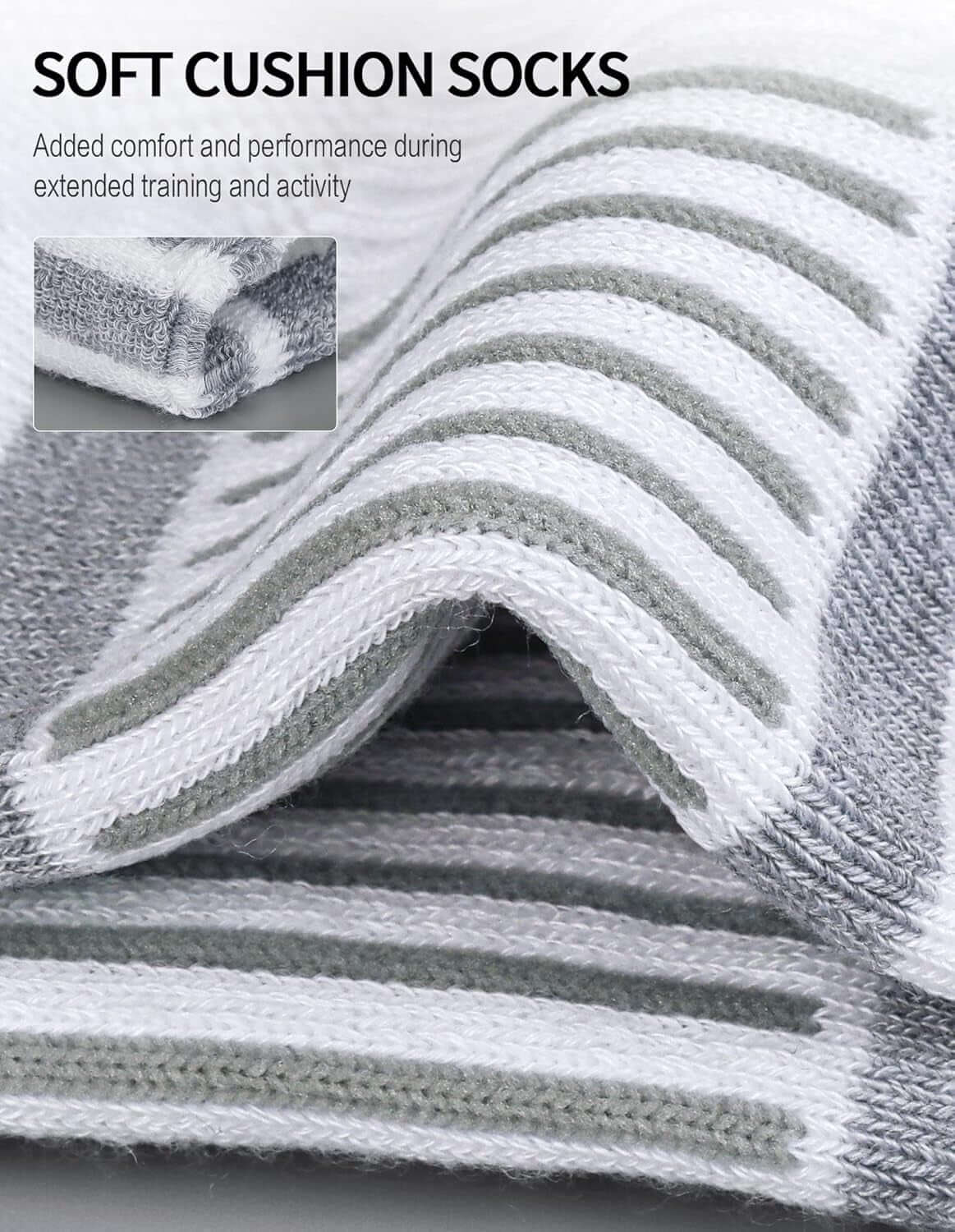 Ankle Athletic Running Socks Cushioned Breathable Low Cut Sports Tab Socks for Men and Women (6 Pairs)