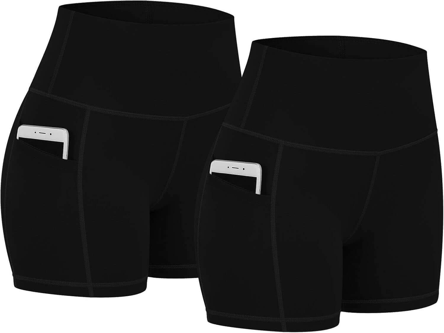 2 Pack 8" /5" Biker Shorts for Women with Pockets, High Waist Workout Shorts for Women Compression Yoga Shorts