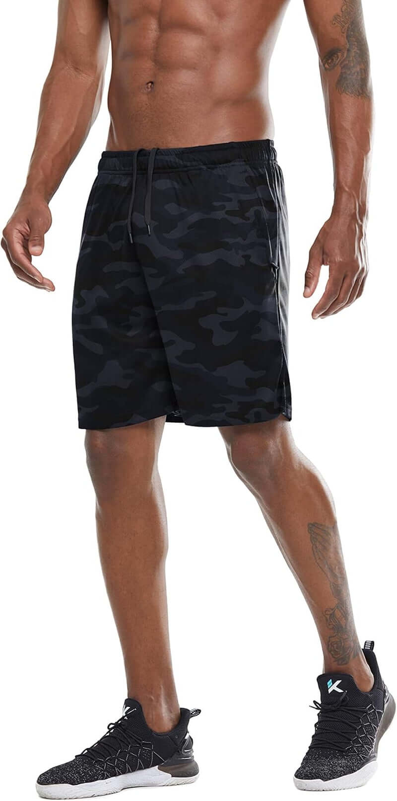 Men'S Workout Running Shorts Quick Dry Lightweight Gym Shorts with Zip Pockets