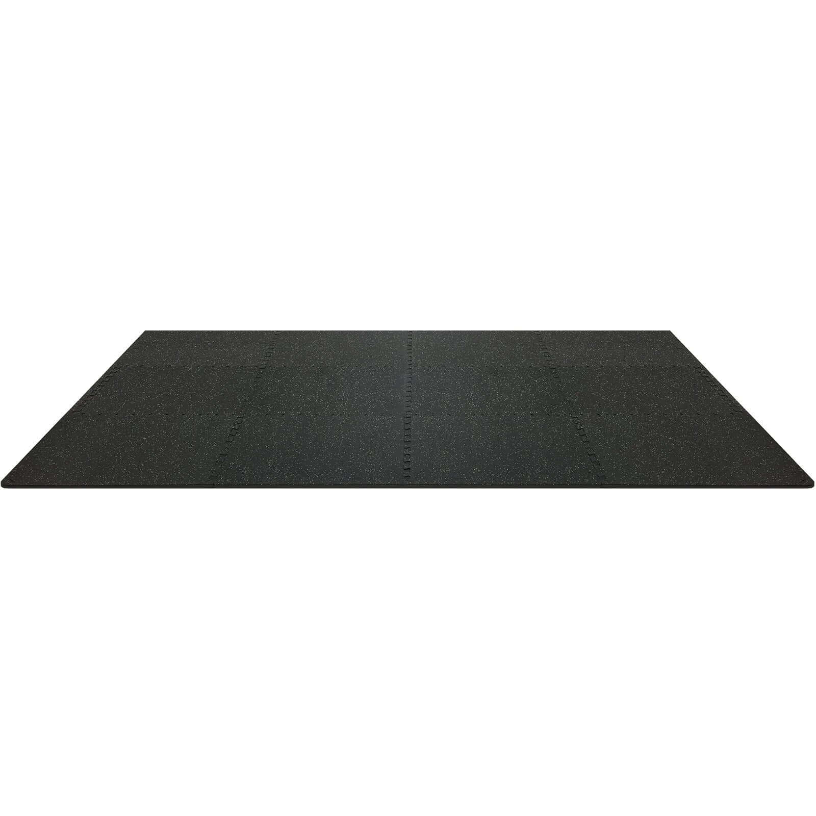 VEVOR 12 PCS 1/2 Inch Thick Gym Floor Mats, 24 X 24 EVA Foam & Rubber Top Interlocking Workout Floor Mats with 48 Sq.Ft Coverage, Waterproof Exercise Puzzle Flooring for Gym, Home, Garage, Basement, Black & Grey