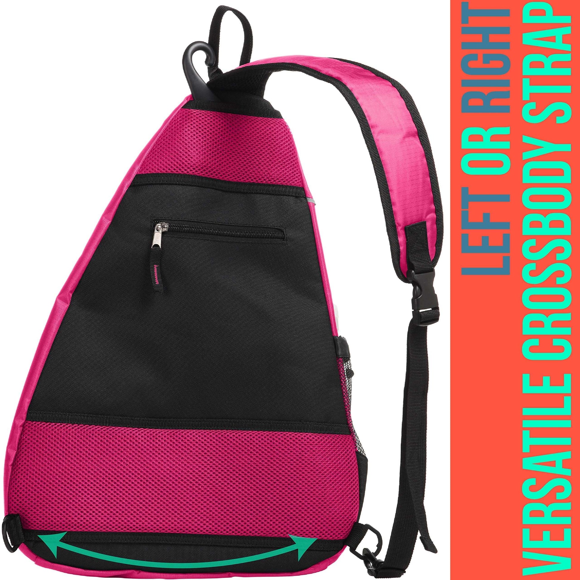 Sling Bag - Crossbody Backpack for Pickleball, Tennis, Racketball, and Travel for Men and Women (Pink)