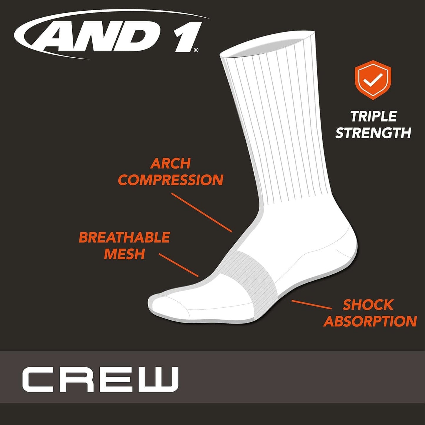Men'S Crew Socks - 12 Pack Performance Cushion Comfort Crew Socks - Breathable Athletic Socks for Men (6-12.5)