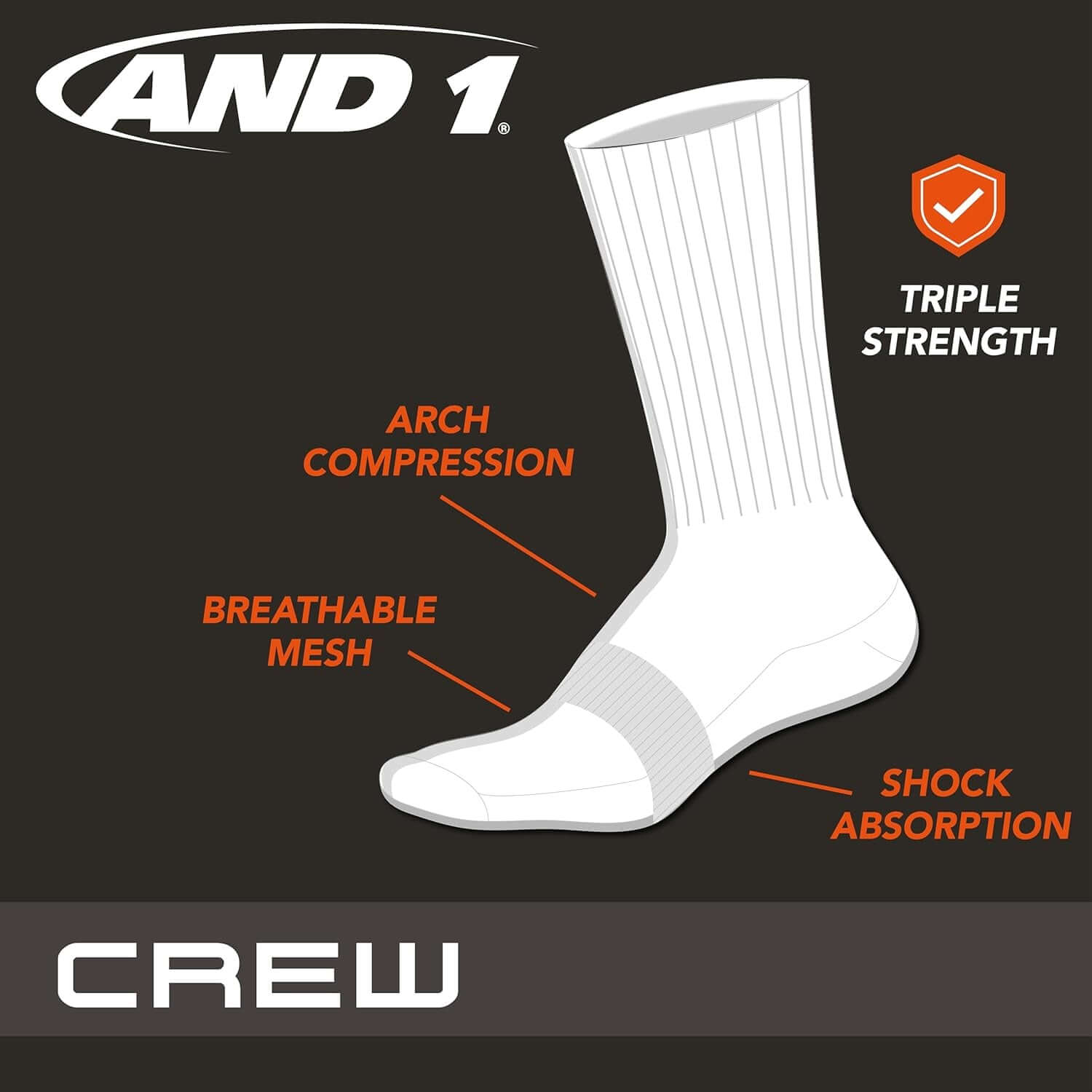 Men'S Crew Socks - 12 Pack Performance Cushion Comfort Crew Socks - Breathable Athletic Socks for Men (6-12.5)