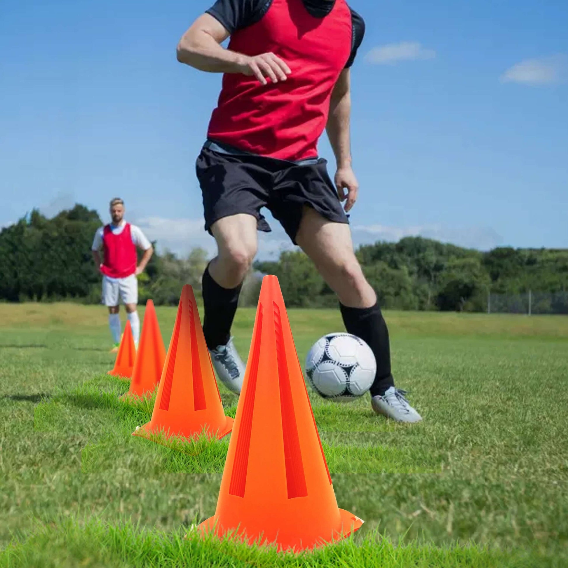 9" Orange Field Cones 10 Pack, Durable PVC Material, 5.25" Square Base, 1.25 Lbs, New