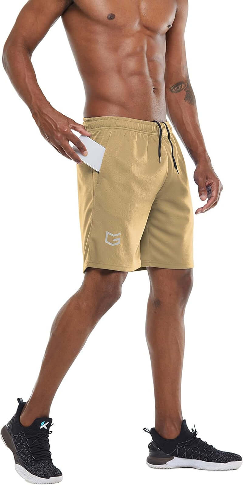 Men'S Workout Running Shorts Quick Dry Lightweight Gym Shorts with Zip Pockets