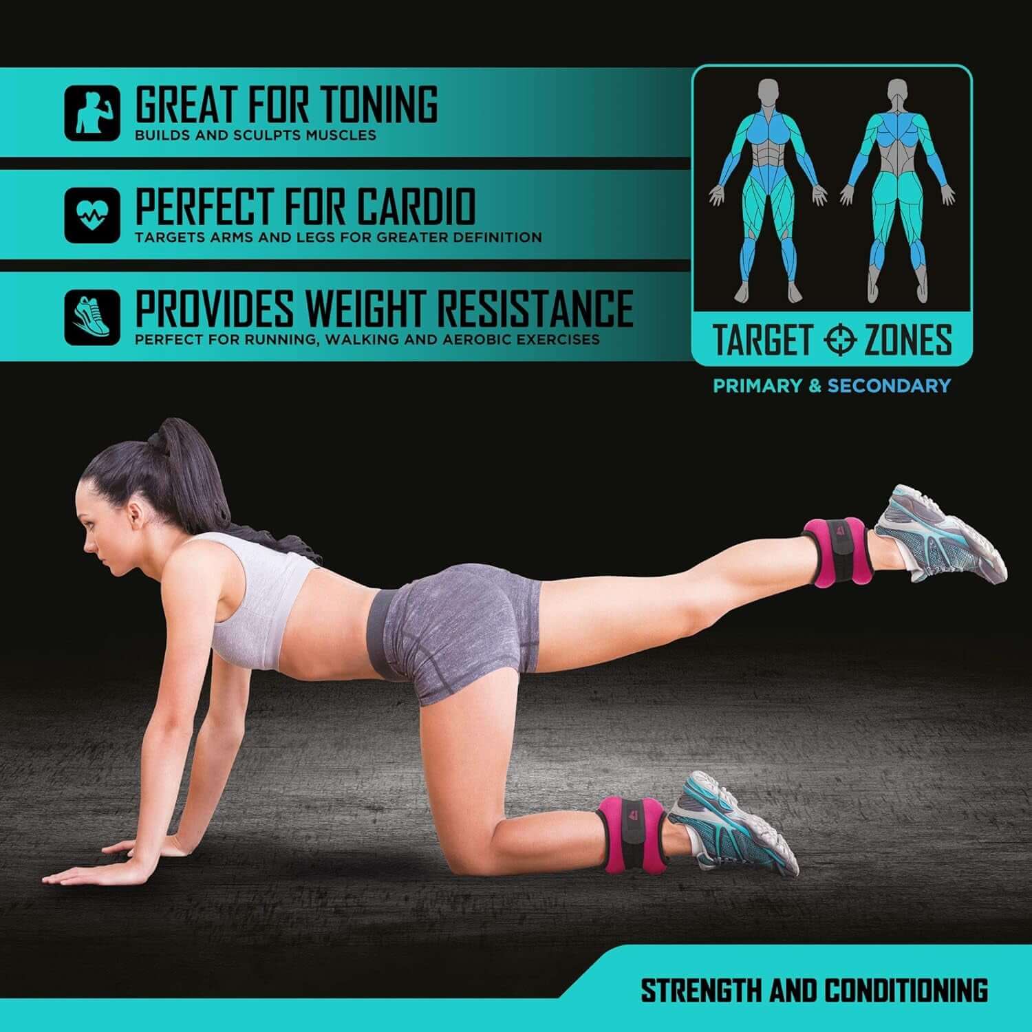 Ankle and Wrist Weights for Women and Men - Velcro Straps, Made for Jogging, Walking, Resistance Training, and Physical Therapy (Set of 2) - Soft Touch Material