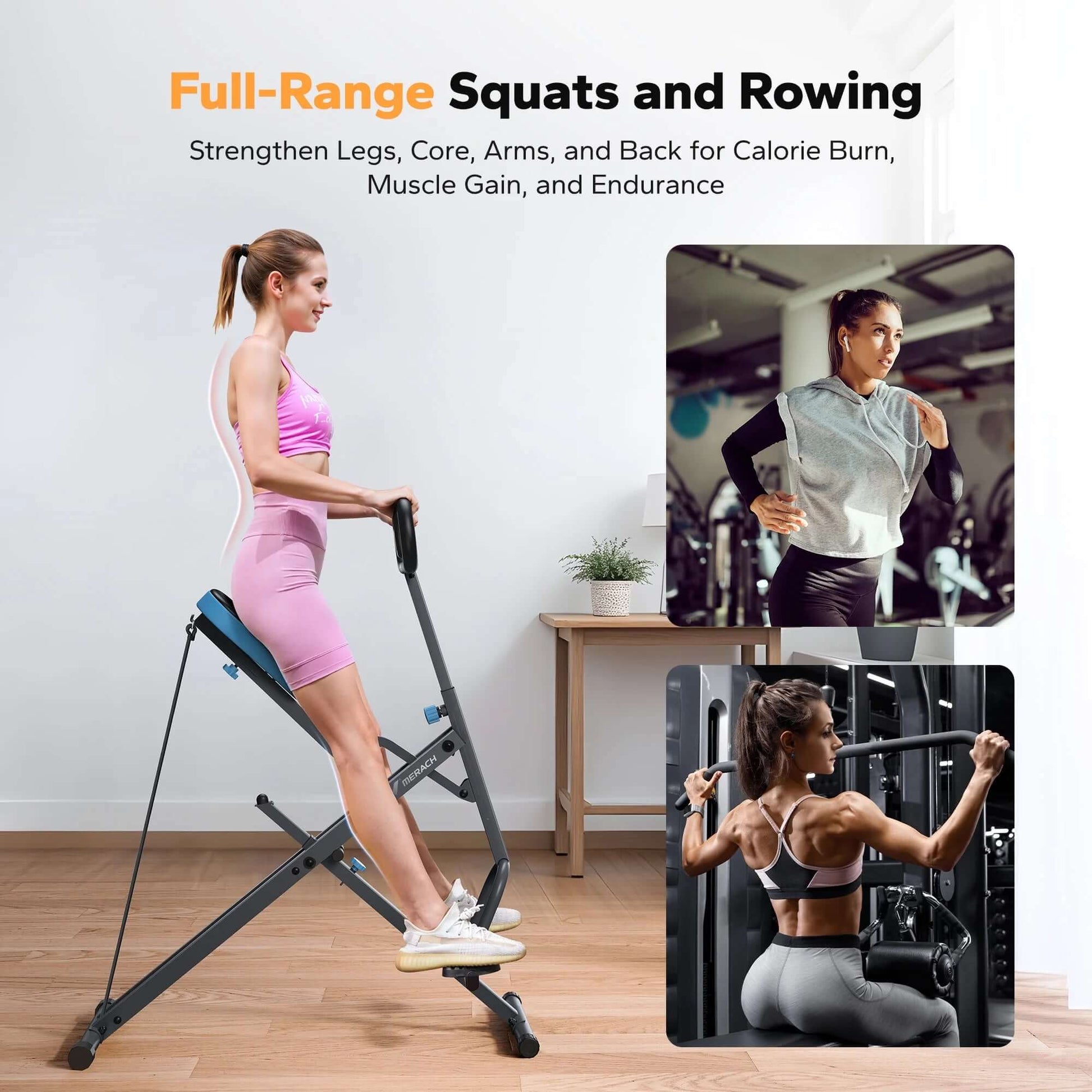 Compact Weight Support Squat Machine - 2-In-1 Glutes & Leg Exercise Trainer for Home Gym, 350 Lbs Capacity