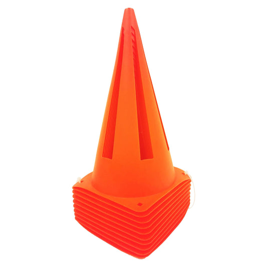 9" Orange Field Cones 10 Pack, Durable PVC Material, 5.25" Square Base, 1.25 Lbs, New
