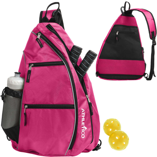 Sling Bag - Crossbody Backpack for Pickleball, Tennis, Racketball, and Travel for Men and Women (Pink)
