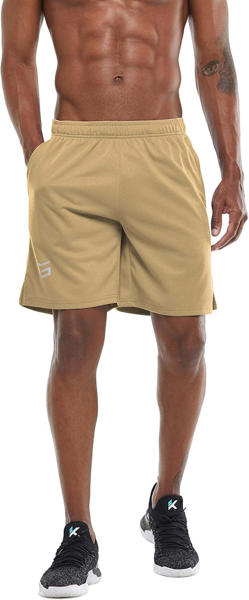 Men'S Workout Running Shorts Quick Dry Lightweight Gym Shorts with Zip Pockets