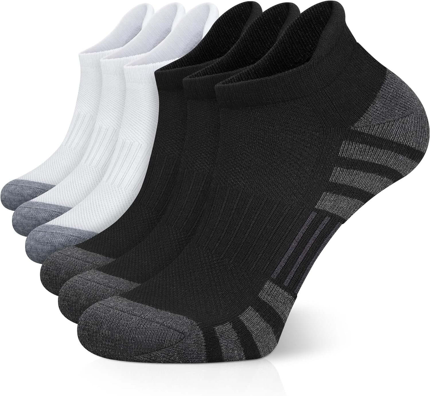 Ankle Athletic Running Socks Cushioned Breathable Low Cut Sports Tab Socks for Men and Women (6 Pairs)