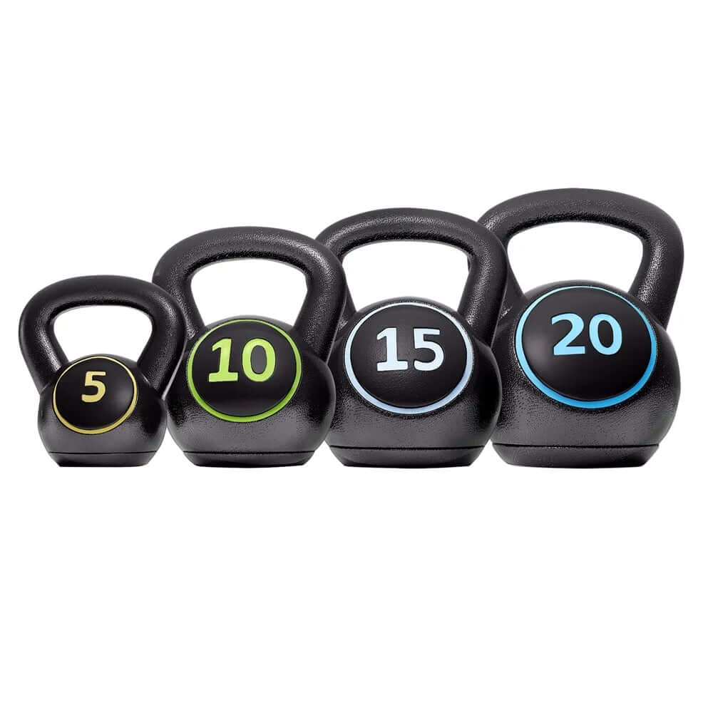 50 Lbs Coated Kettlebells 4 HDPE Coated Kettle Bells for Home Gym, Black