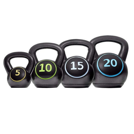50 Lbs Coated Kettlebells 4 HDPE Coated Kettle Bells for Home Gym, Black
