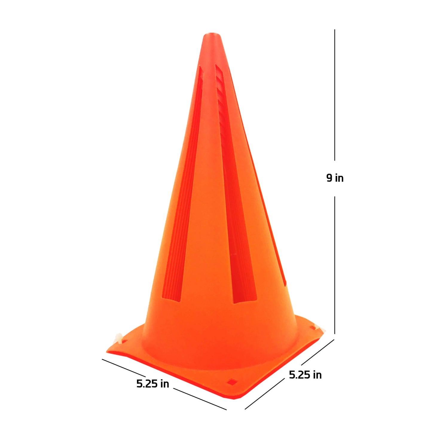 9" Orange Field Cones 10 Pack, Durable PVC Material, 5.25" Square Base, 1.25 Lbs, New