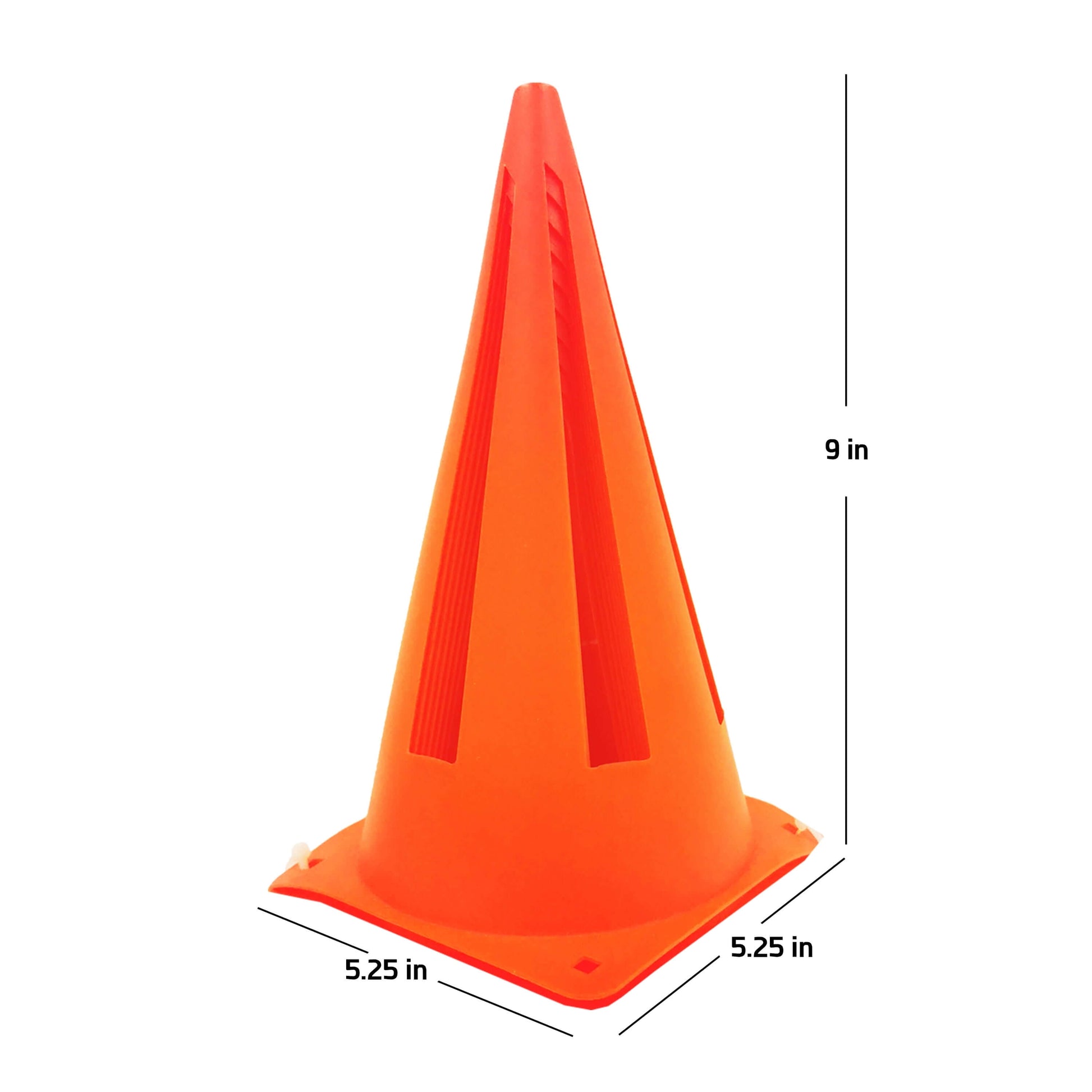 9" Orange Field Cones 10 Pack, Durable PVC Material, 5.25" Square Base, 1.25 Lbs, New