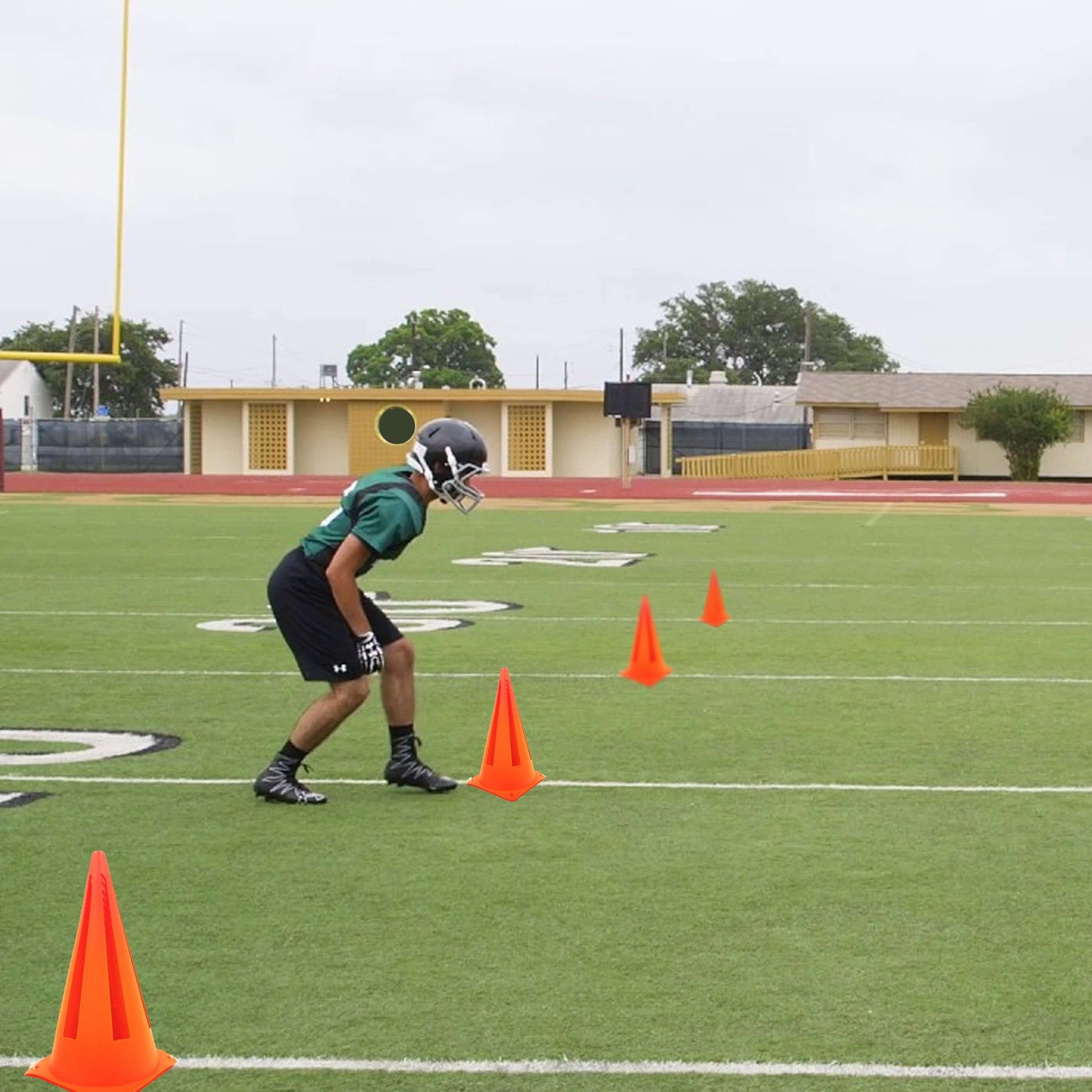9" Orange Field Cones 10 Pack, Durable PVC Material, 5.25" Square Base, 1.25 Lbs, New