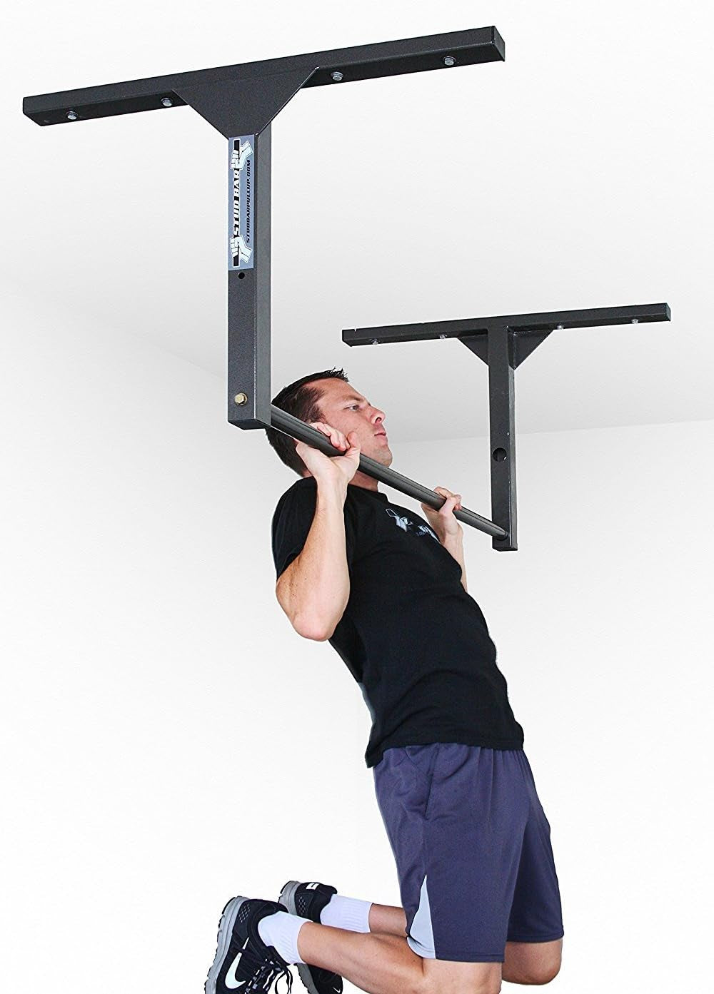 Heavy Duty Ceiling or Wall Mountable Pull up Bar Gym Quality, 600Lb Capacity, Standard Size for (9-Ft Ceilings) or Wall Mountable