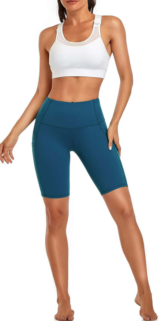 Women'S Short Yoga Side Pockets High Waist Workout Running Shorts