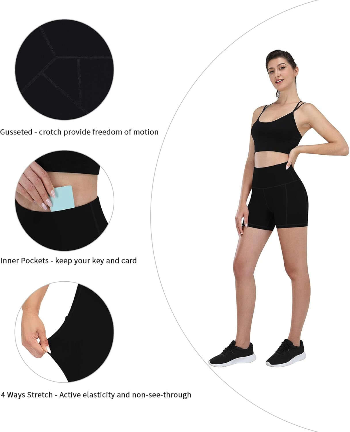 2 Pack 8" /5" Biker Shorts for Women with Pockets, High Waist Workout Shorts for Women Compression Yoga Shorts