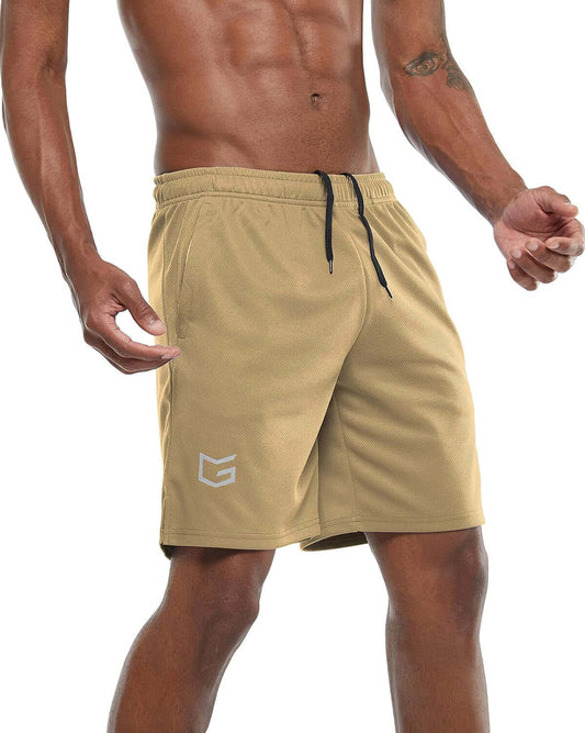 Men'S Workout Running Shorts Quick Dry Lightweight Gym Shorts with Zip Pockets